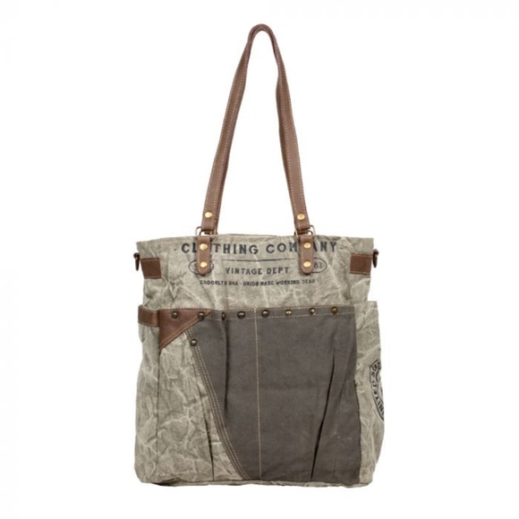 Myra Bag Handbags - Myra Broil Vintage Wash shoulder bag, upcycled canvas, leather
